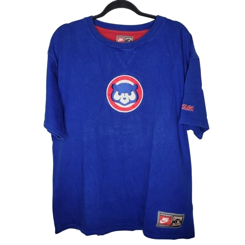 Vintage Y2K Nike Chicago Cubs Cooperstown Collection Embroidered MLB T-Shirt L